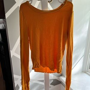 Yellow long sleeve with lettuce trim